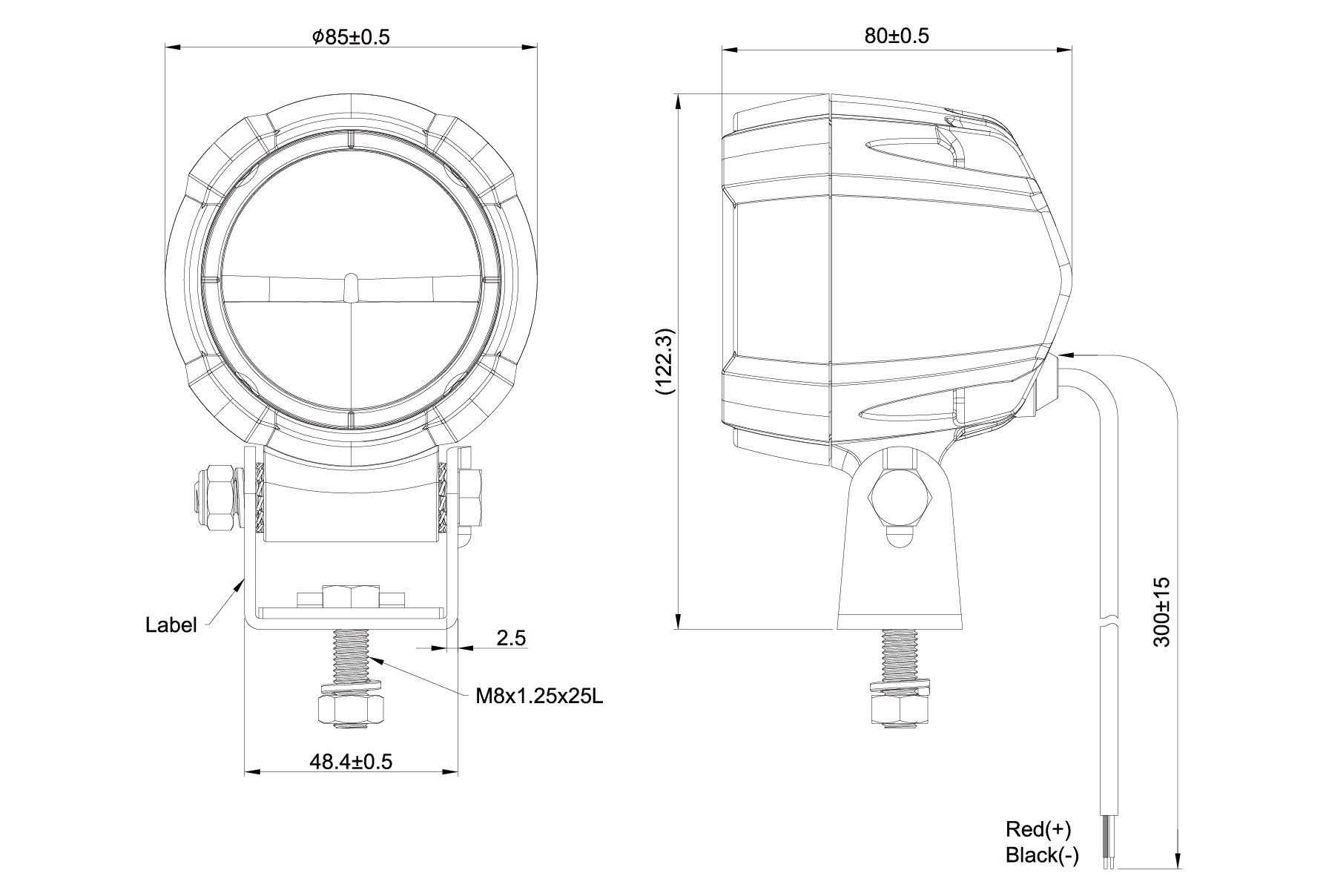 Size Diagram_C2-7815 Red Safety Lamp