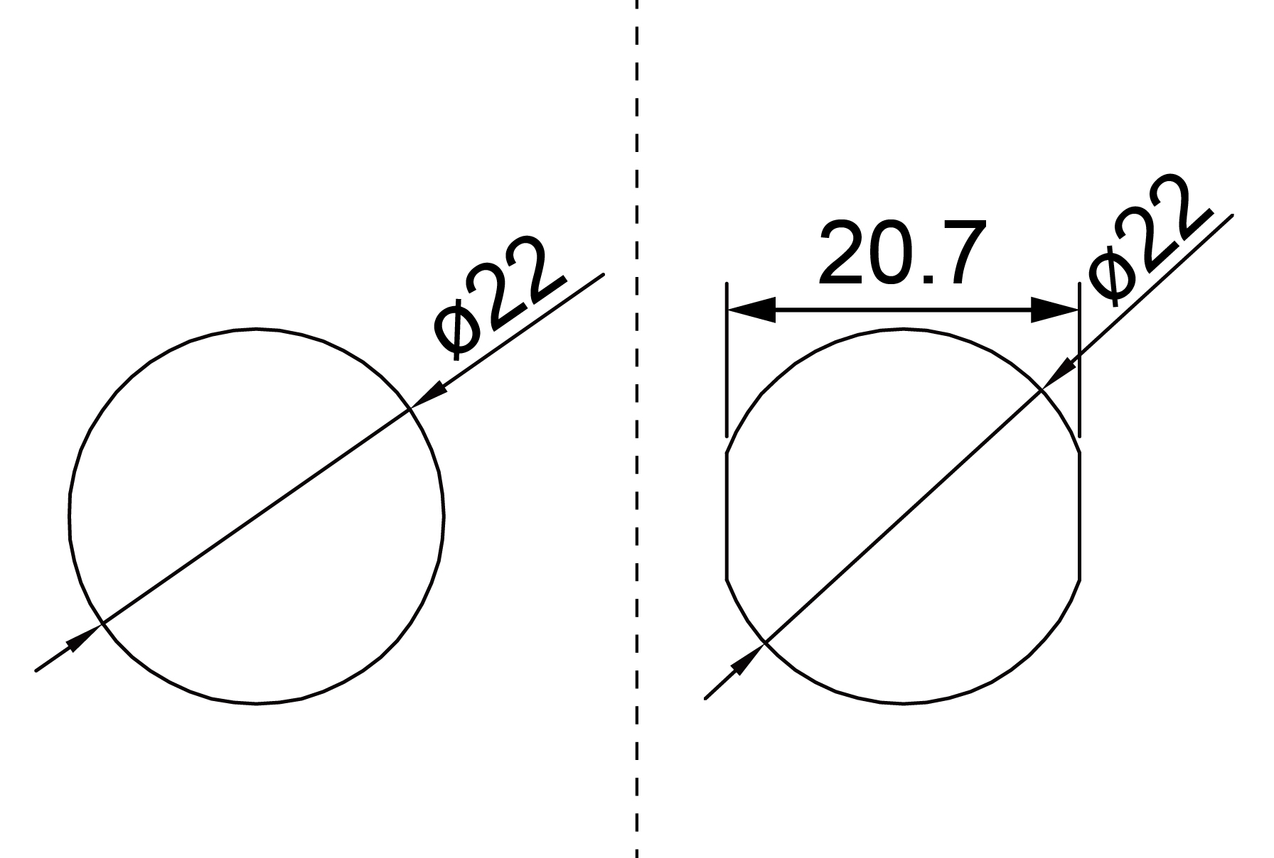 Switch Size Diagram_A2-23C Mounting holes