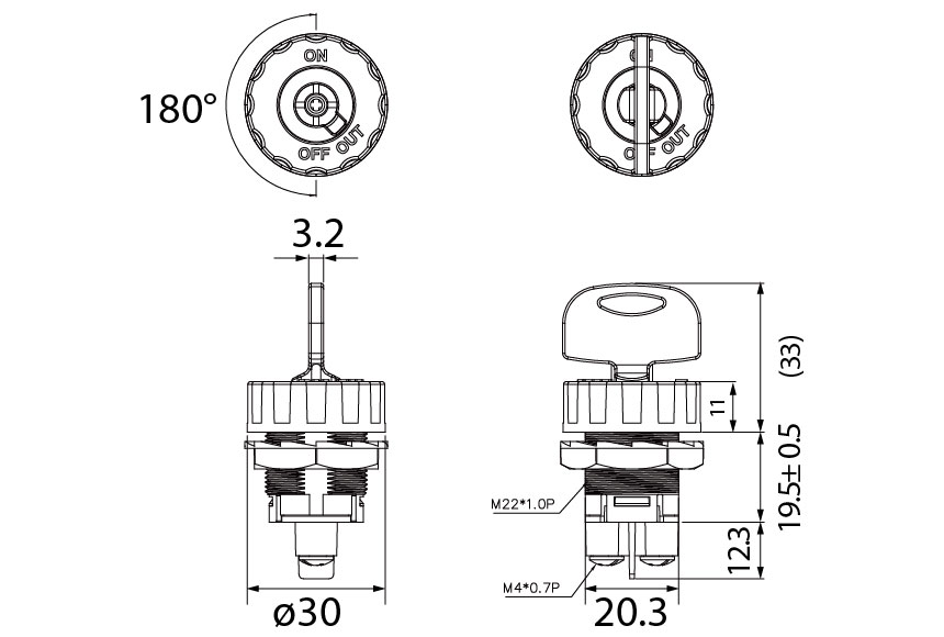 Switch Size Diagram_K3-40
